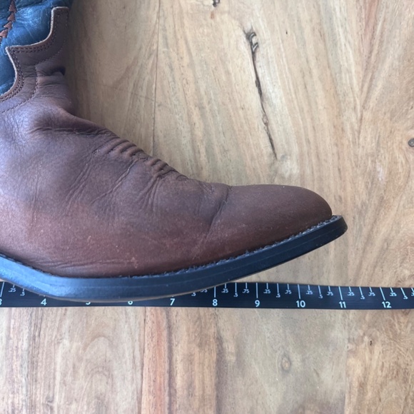 Justin 12" leather western cowboy boots, contrasting black, brown leather 8.5 B - Picture 13 of 13